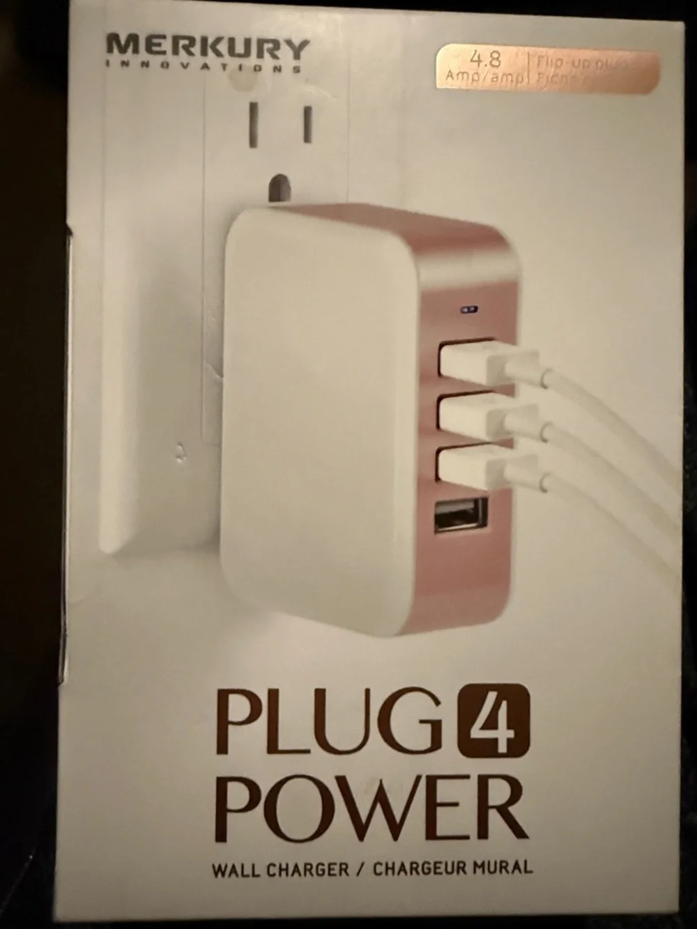 Mercury Innovations Plug 4 Power Wall Charger 4.8 Amp Flip-up Plug